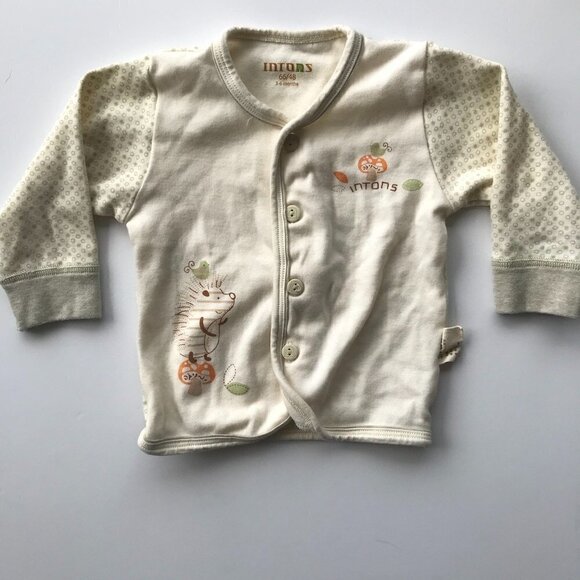 FREE with PURCHASE INTONS newborn boy girl baby 2 piece pajama cream green 3-6mo - Picture 11 of 12